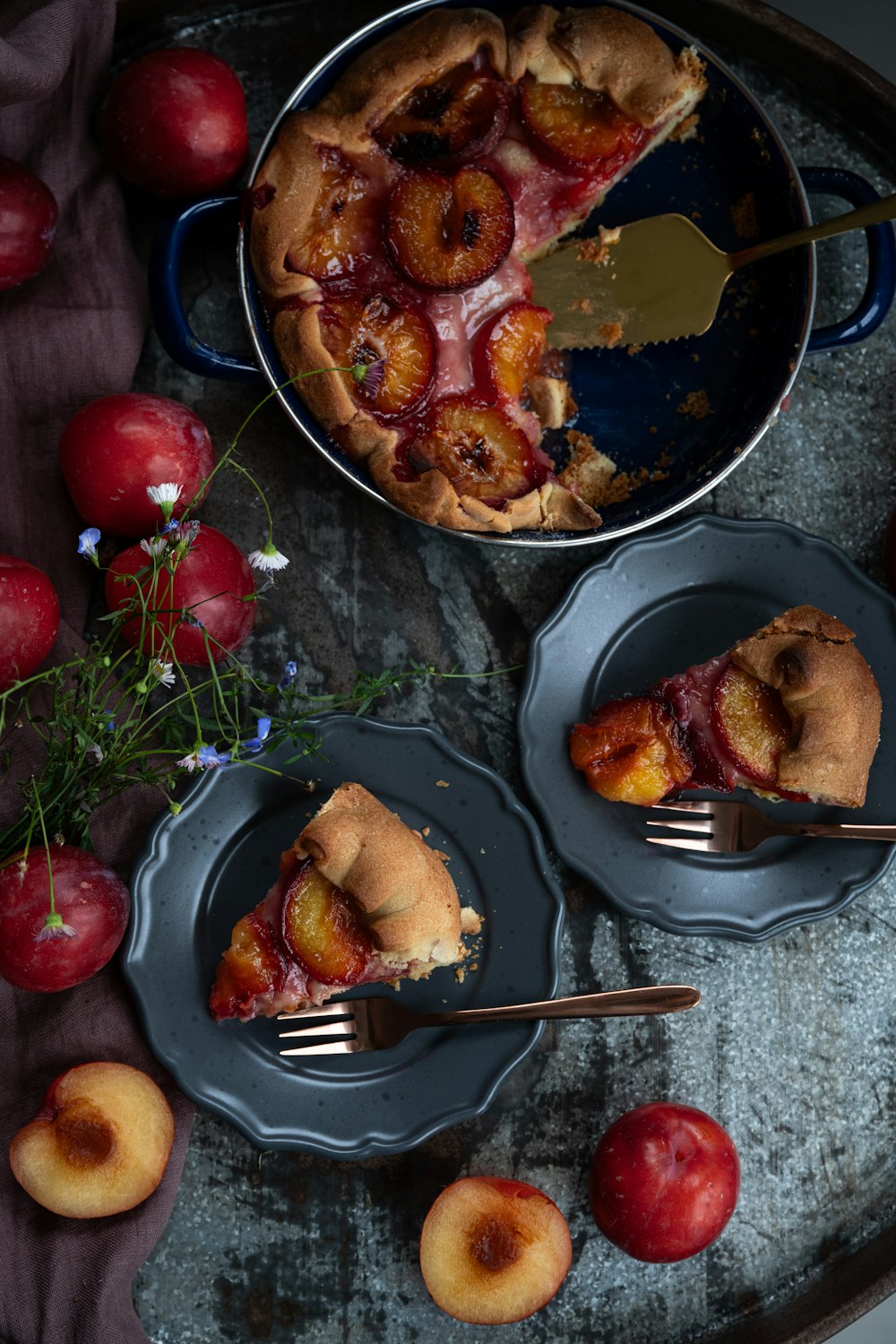 a piece of pie on a plate with a fork