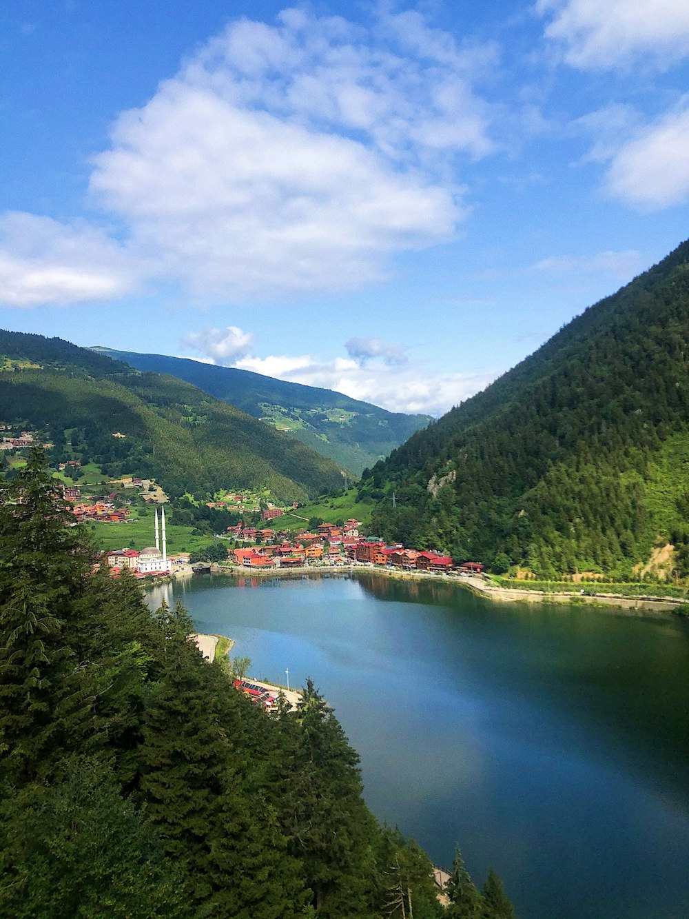 a large body of water surrounded by mountains