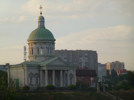 A serene image of a Ukrainian Orthodox church in Augsburg.