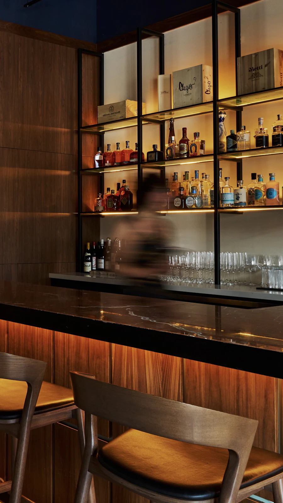Back bar with premium spirits