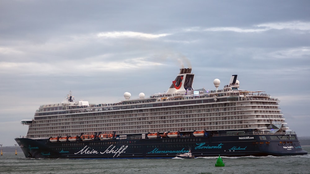 a large cruise ship in the water