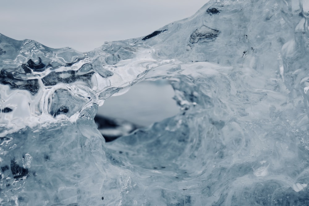 a close up of ice on a cloudy day