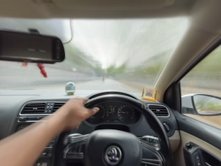 A dynamic image of a moving steering wheel.