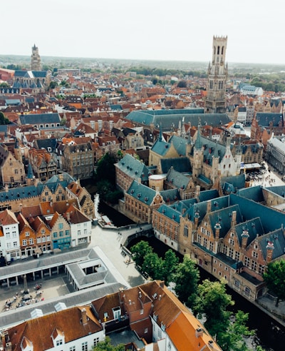 Aerial view of Antwerp's historic center showcasing its beautiful architecture.