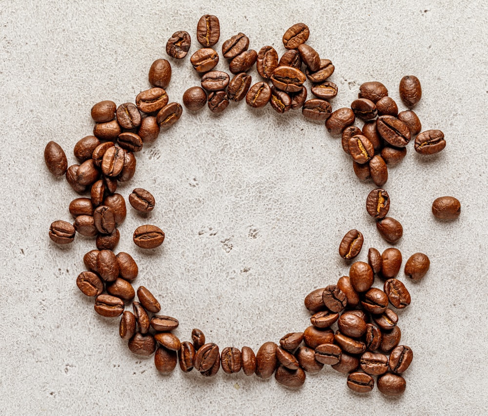a group of coffee beans arranged in a circle