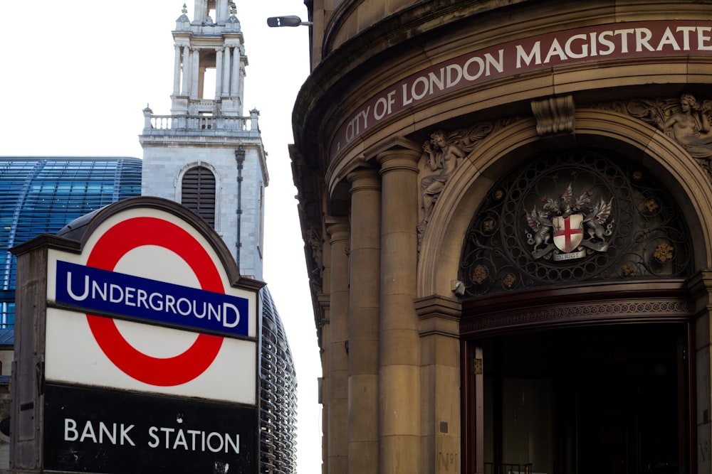 a building with a sign that says underground bank station