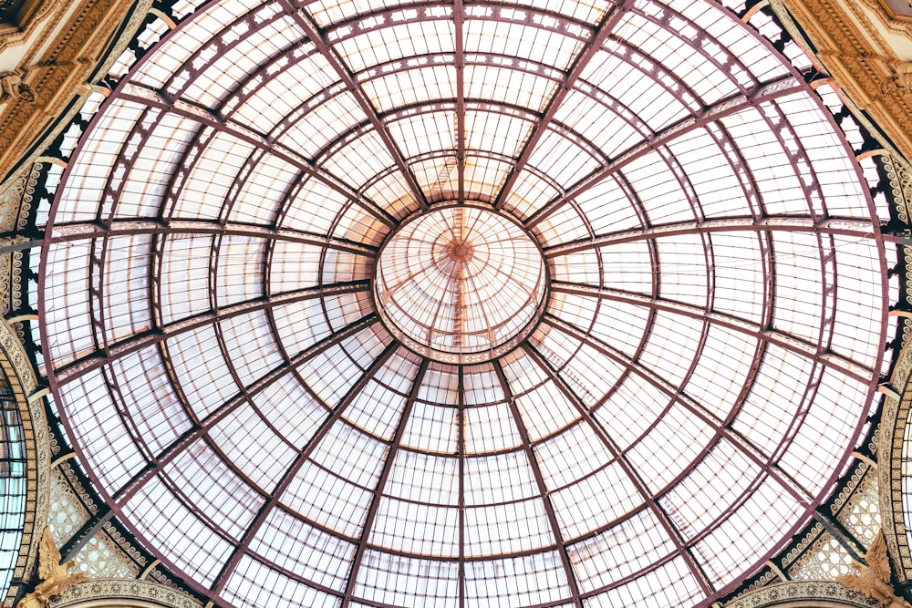 a large glass ceiling in a building