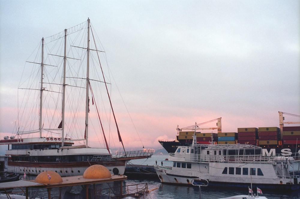 a couple of boats that are sitting in the water