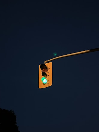 a traffic light with a green light on it