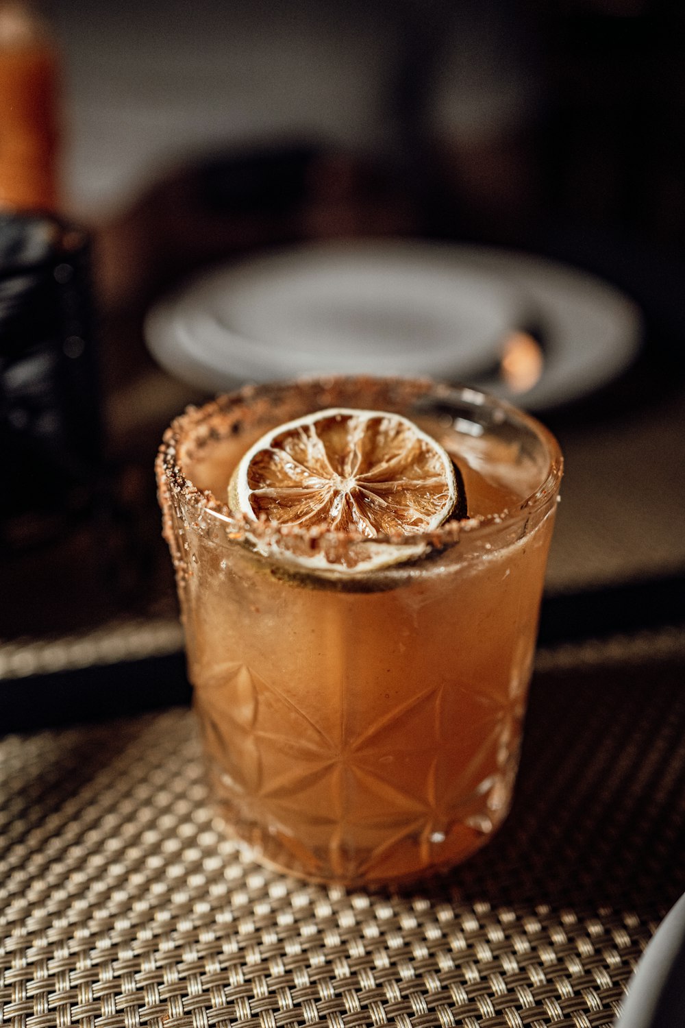 a close up of a drink on a table