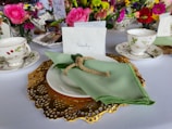 An elegant table setting with personalized place cards.