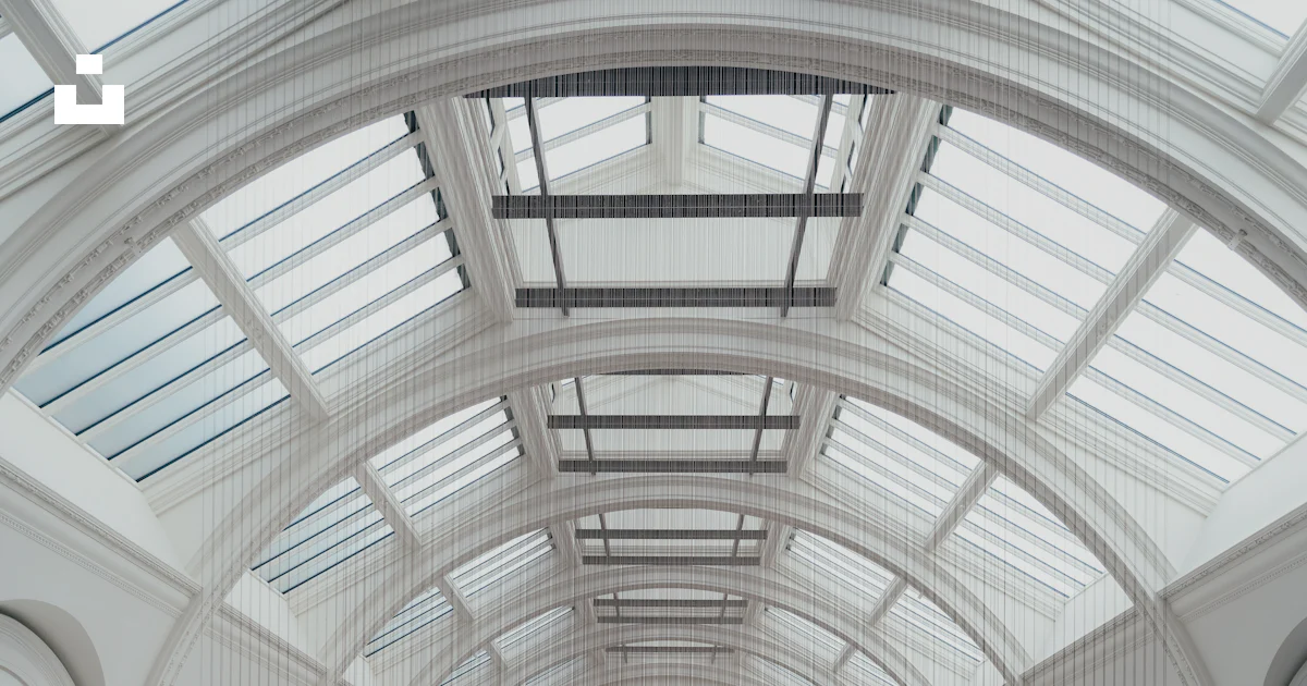 Building Texture Skylight A large white building with a skylight above it photo – Free London ...