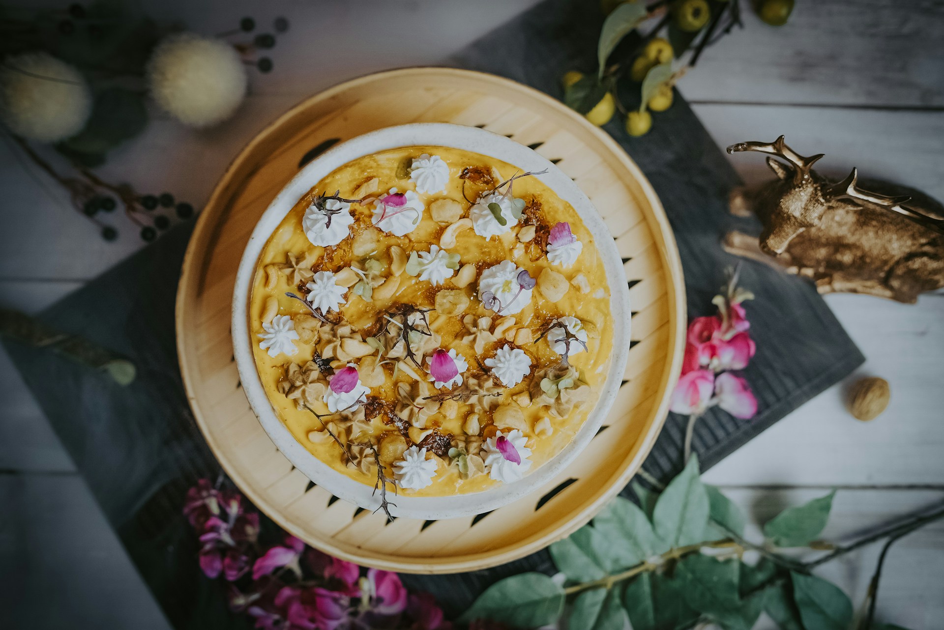 woman holding dried flower