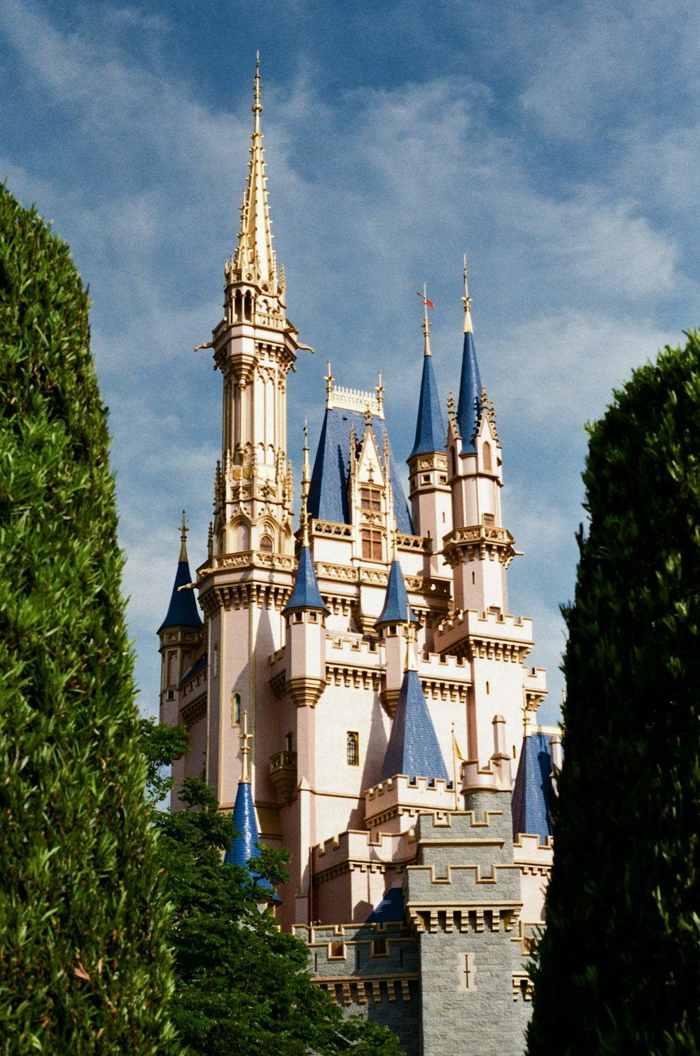 a castle with a clock on the front of it