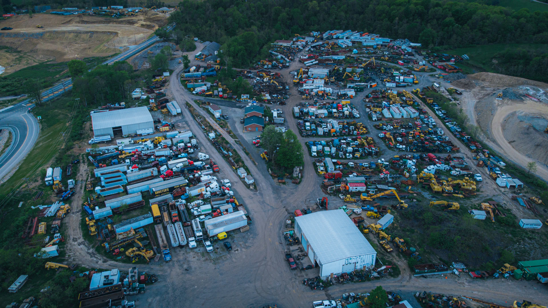 an aerial view of a construction site