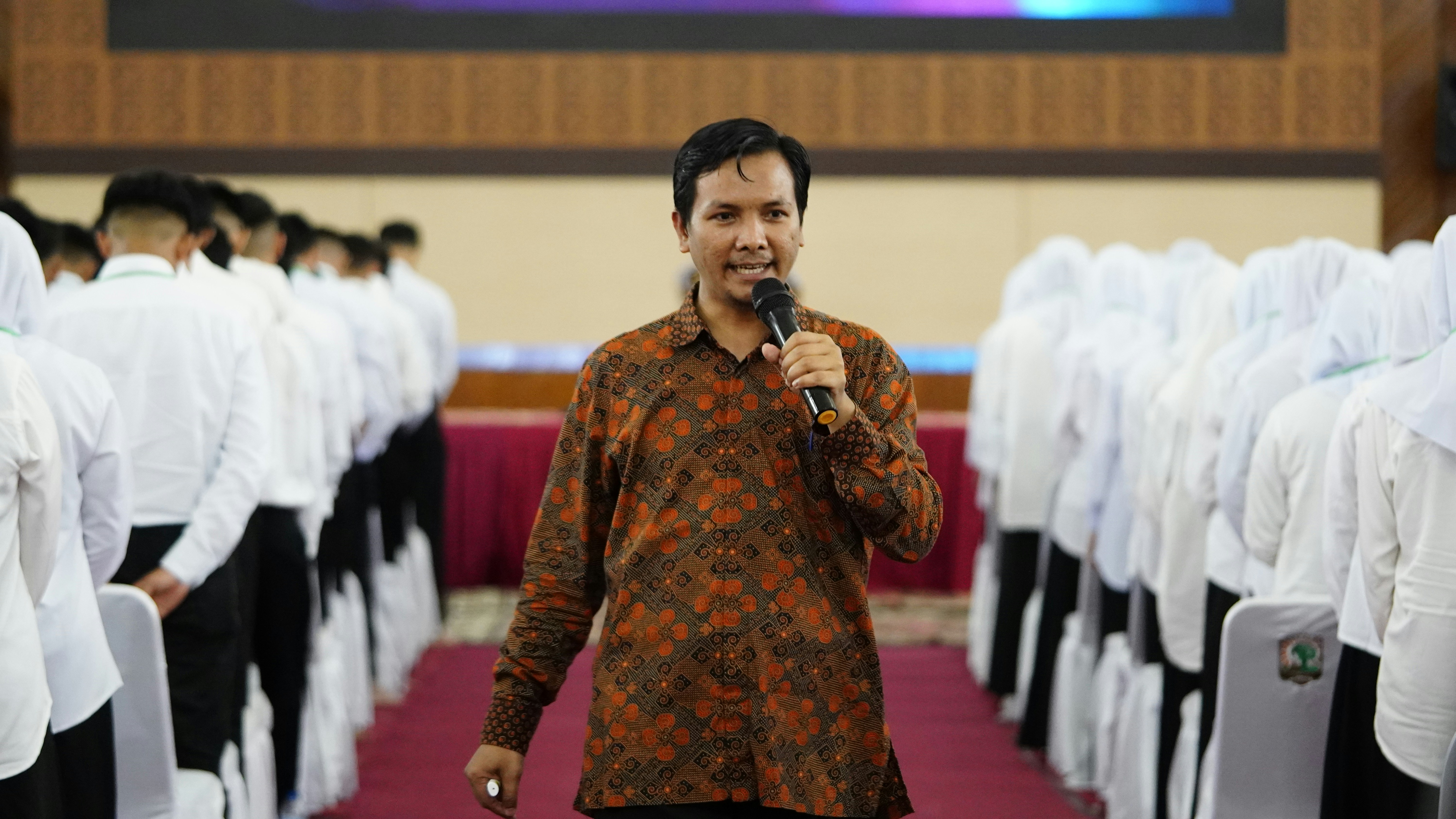 Pastor with microphone