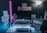 A modern workspace featuring a high-tech computer setup with glowing blue accents.
