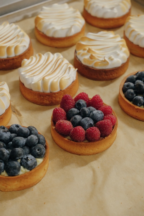 A bunch of desserts that are sitting on a table