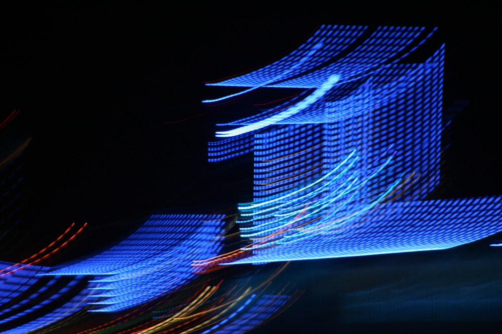 a blurry photo of a building at night