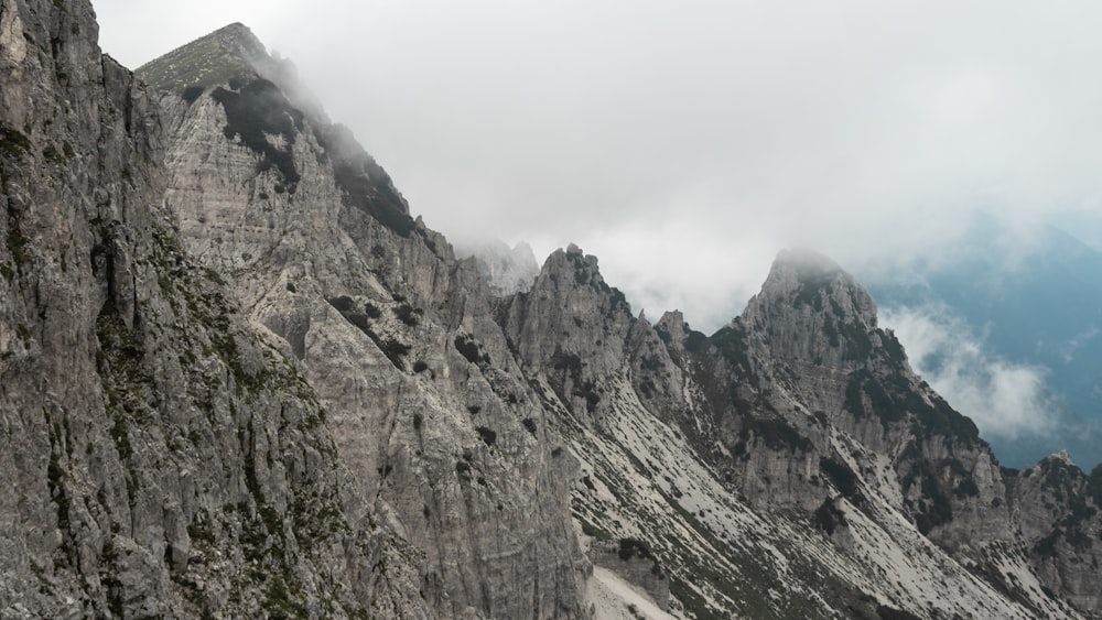 a very tall mountain with some clouds in the sky