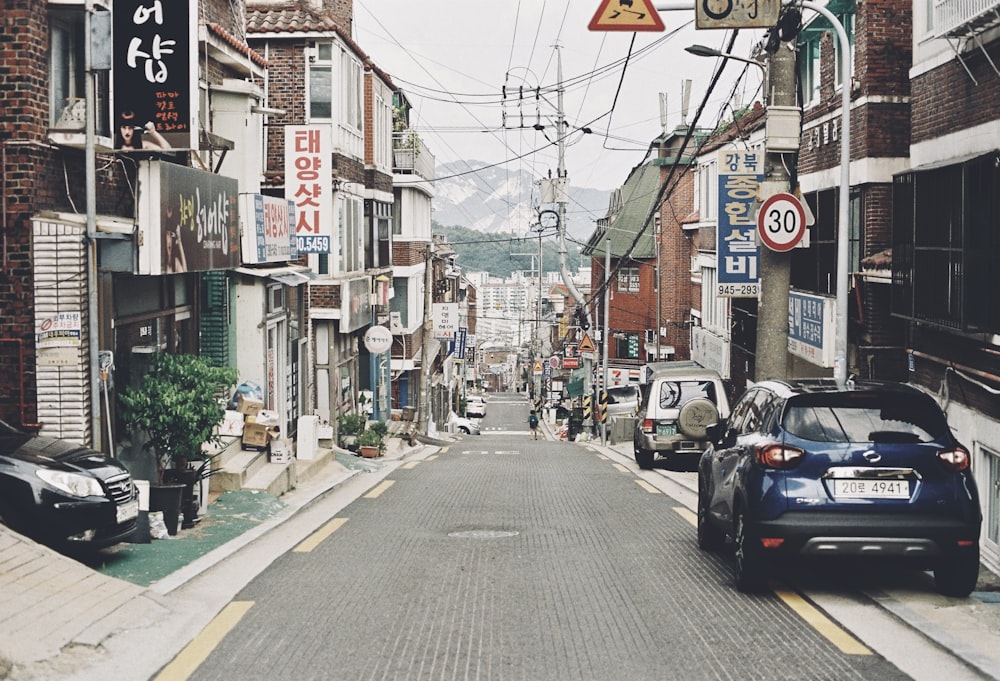 a car parked on the side of a street