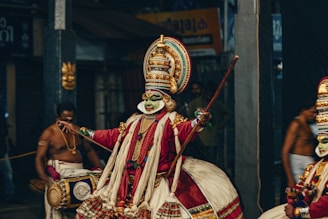 a group of people dressed in colorful costumes