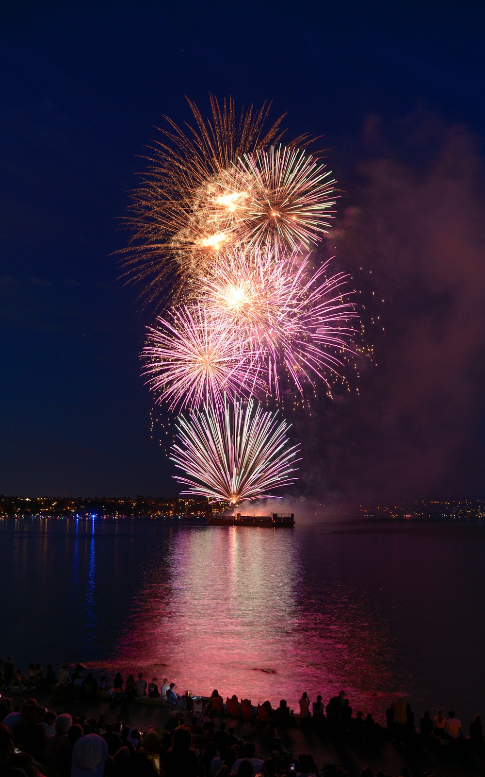 a fireworks display over a body of water