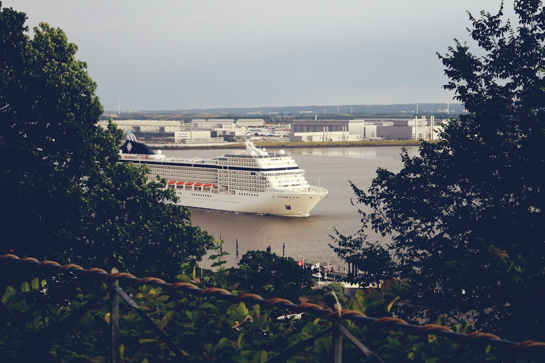 a large cruise ship in a large body of water,