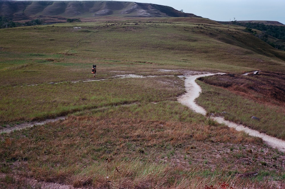 a person riding a bike down a dirt road