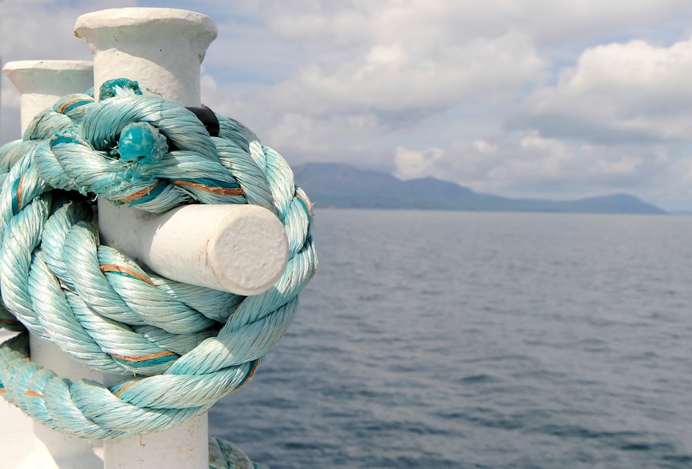 a close up of a rope on a boat