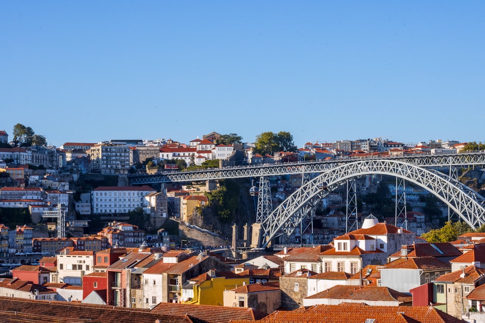 a bridge over a city with lots of buildings