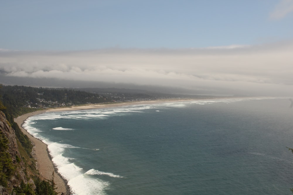 a view of the ocean from a cliff