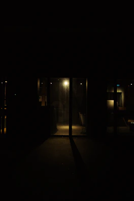 Cinematic still of a dimly lit luxury interior with deep shadows.