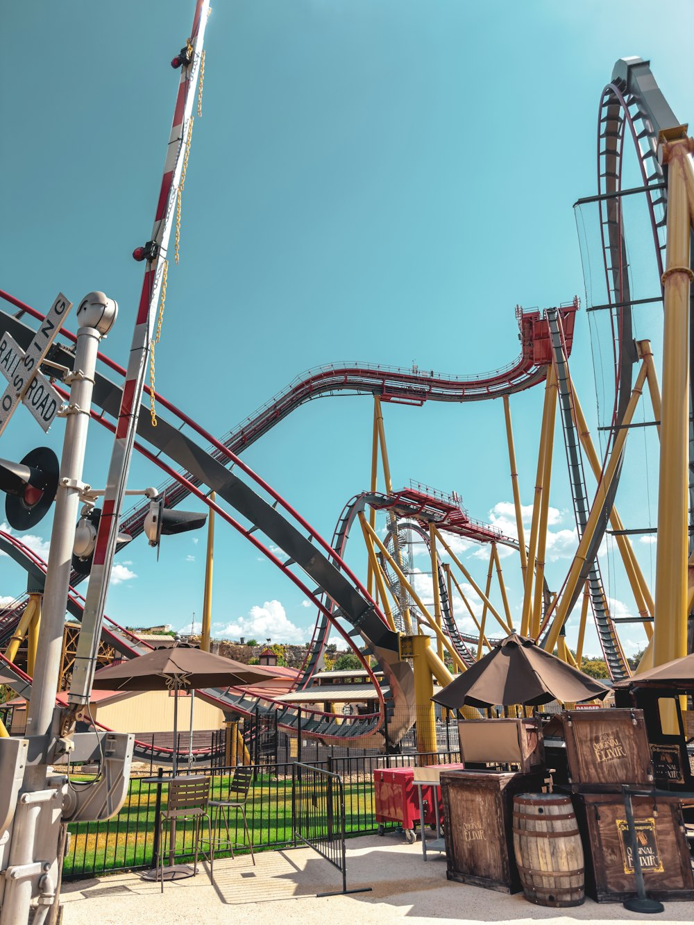 a roller coaster at an amusement park