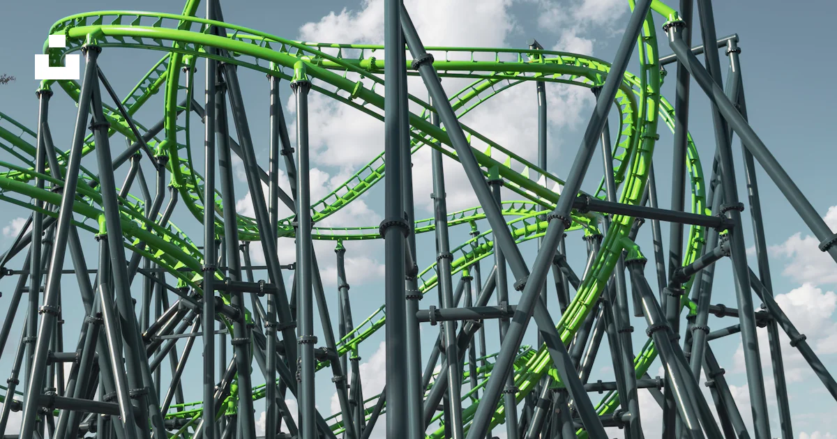 A green roller coaster going down a hill photo – Free San antonio Image ...