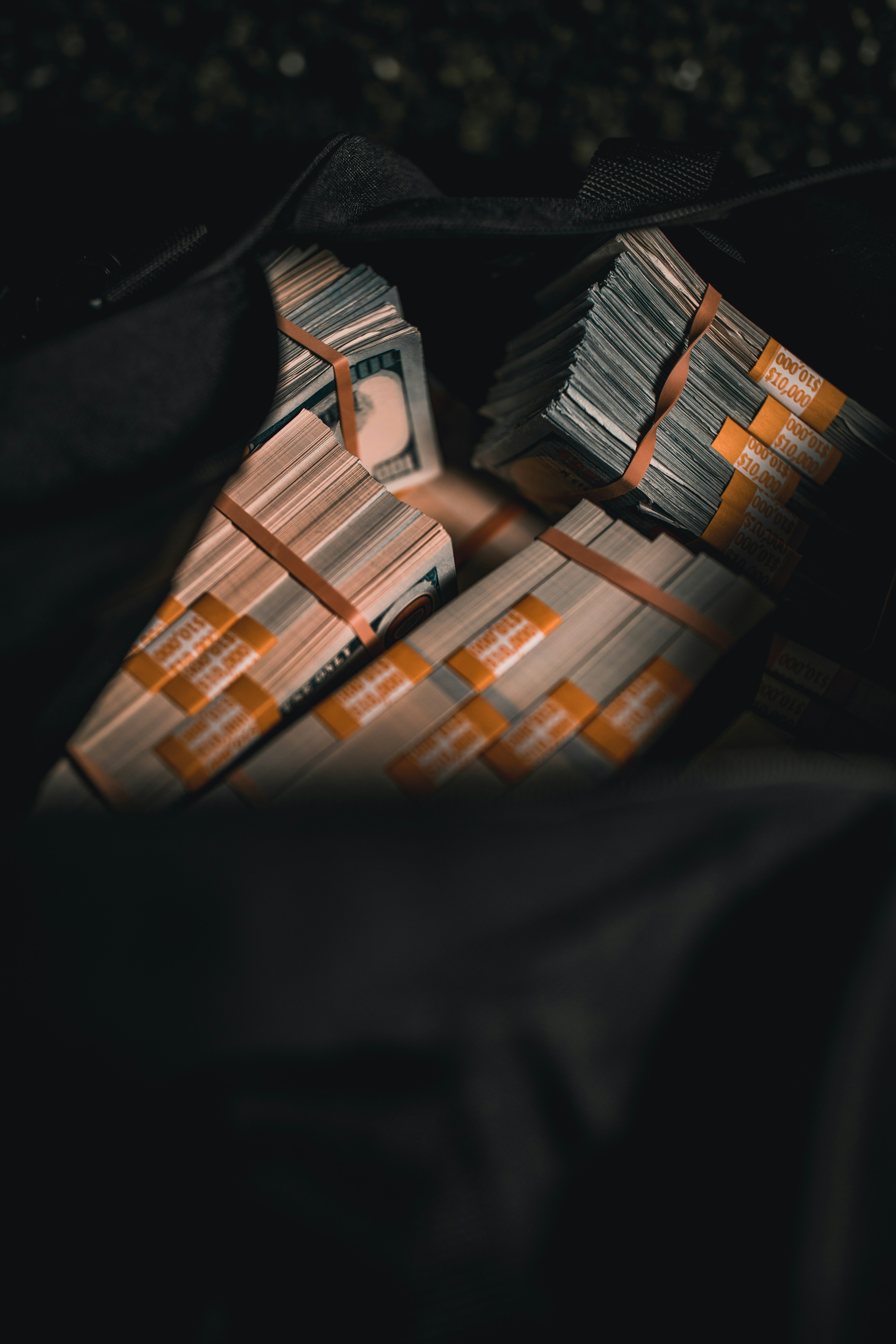 a black bag filled with lots of papers