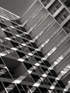 An urban architectural detail showcasing sharp lines and shadows.