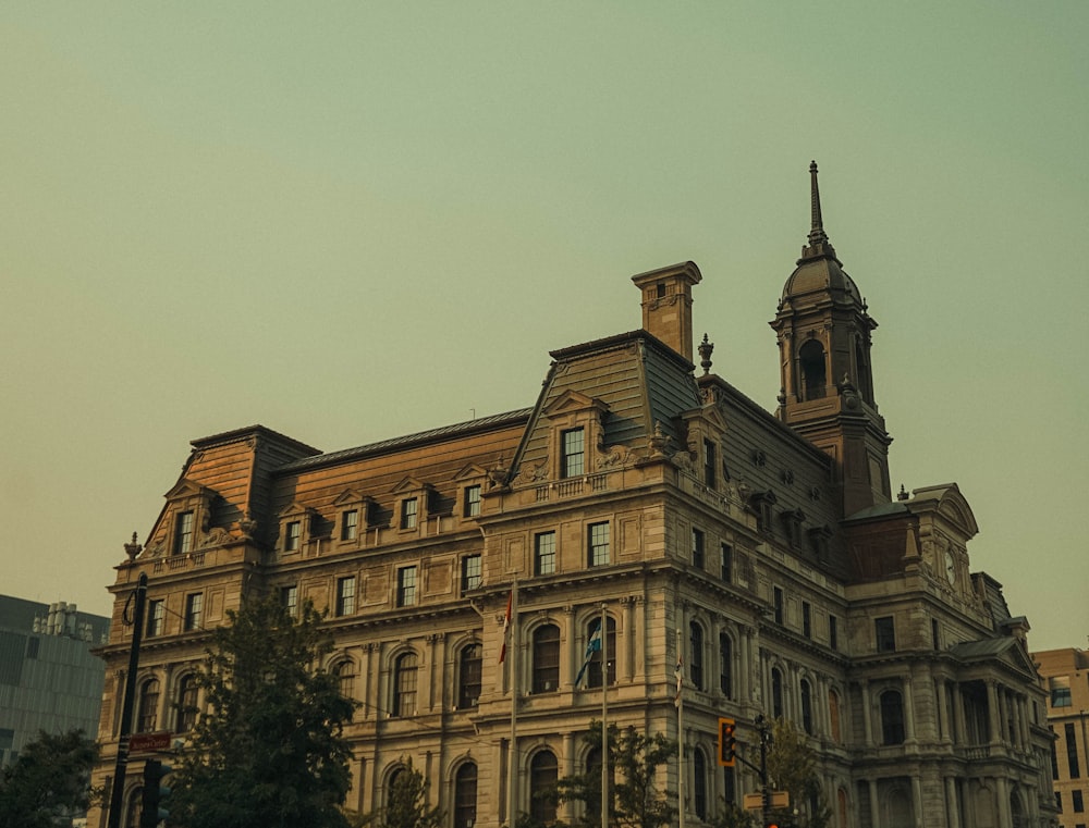 a large building with a clock on the top of it