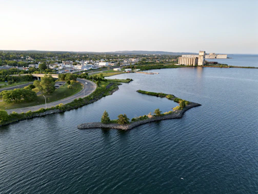 an island in the middle of a body of water
