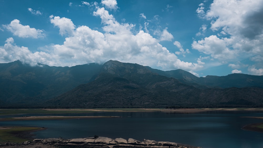 a large body of water surrounded by mountains