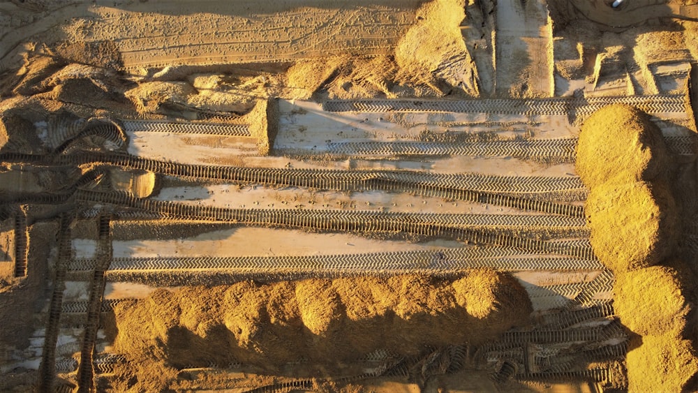 an aerial view of a construction site in the desert