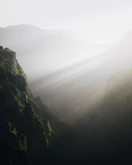 A serene panoramic view of Machu Picchu bathed in soft morning light, highlighting ancient stone terraces and misty mountain peaks.