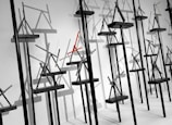 Abstract modern art installation with geometric shapes and shadows.