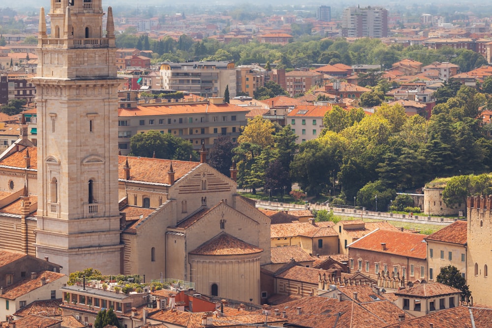 a tall clock tower towering over a city