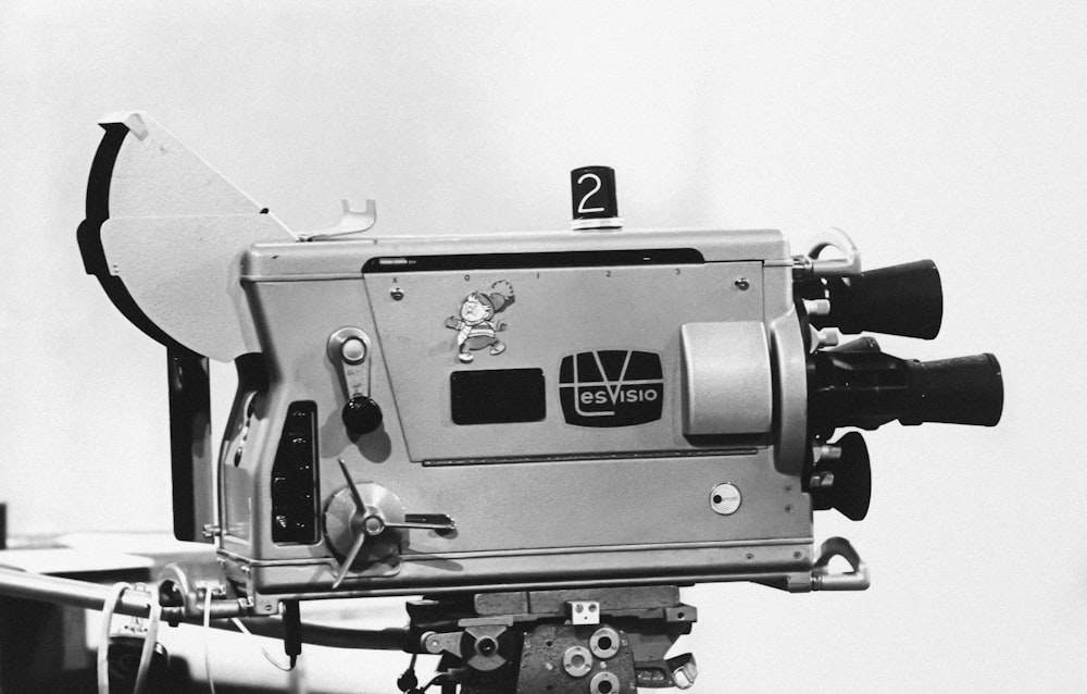 a black and white photo of a camera