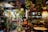 A cozy indoor space filled with a variety of potted plants displayed on shelves and tables. The area is well-lit with natural light streaming through a window, alongside a warm lamp. There are lush green leaves and colorful flowers, contributing to a vibrant and inviting atmosphere.