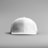 A solid white baseball cap is placed against a soft gray background. The cap has a smooth texture with visible stitching along the panels and the brim, giving it a simple and clean design.