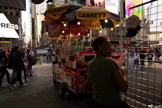 A vibrant display of Sabrett hotdog packages stacked neatly in a Westchester store.