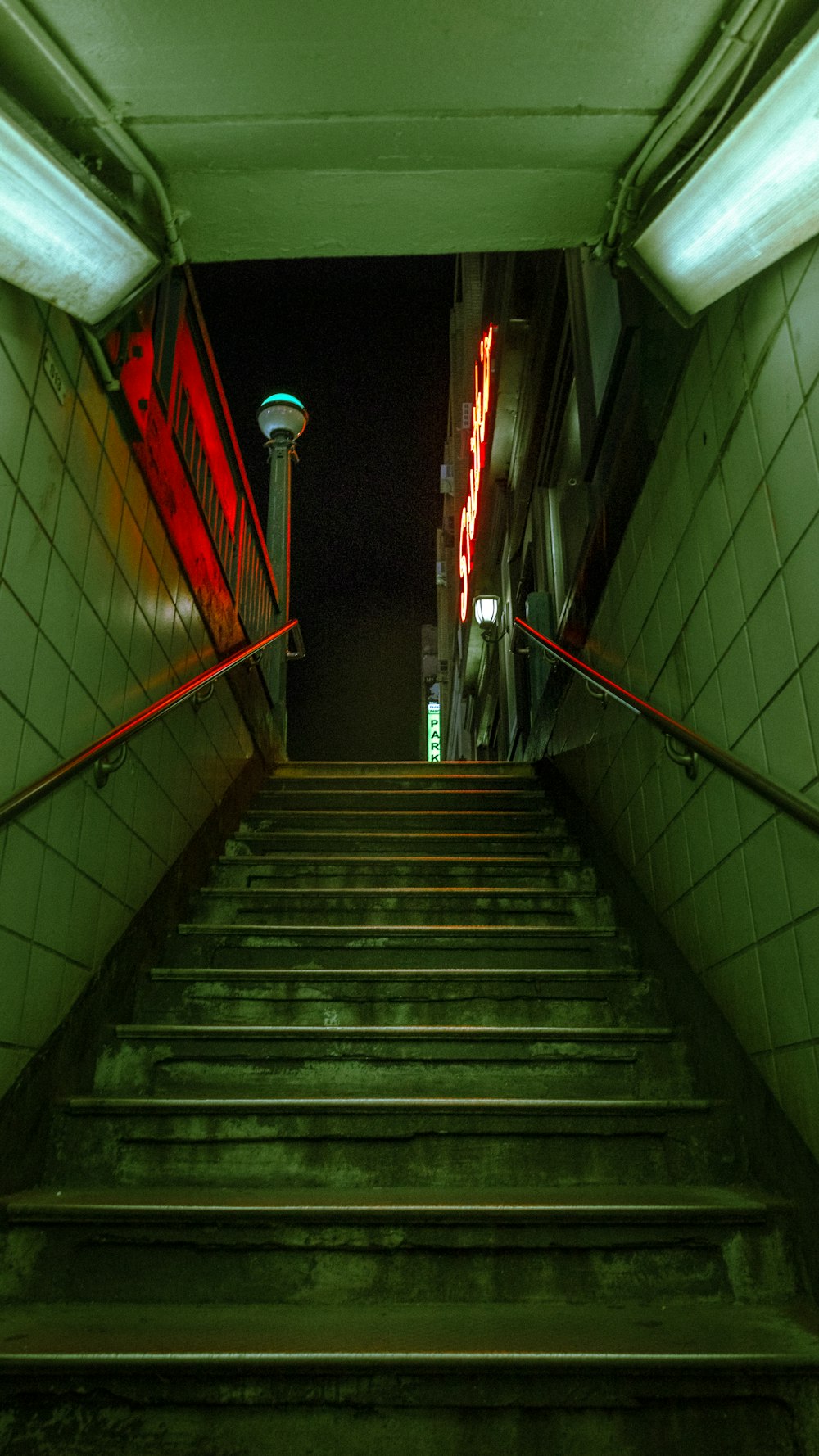 a set of stairs leading up to a building