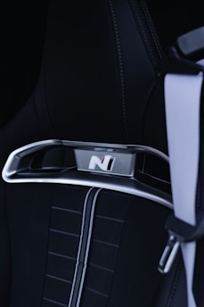 a close up of a seat belt on a car